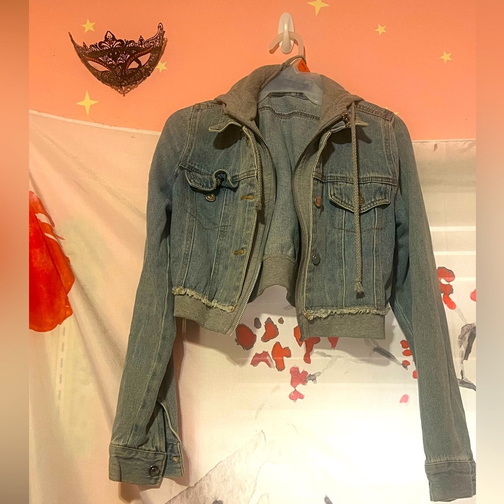 Hooded and Designed Denim Jacket